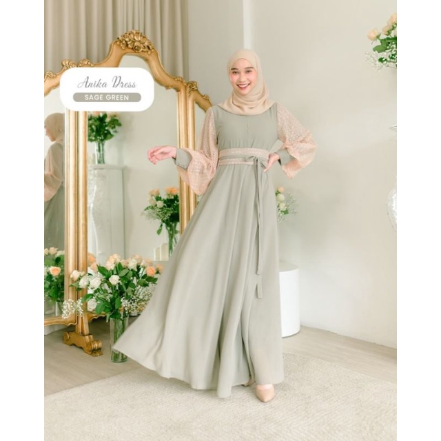 Anika Dress Sage Green S Ld 92cm by Gamaleea Ghaisani