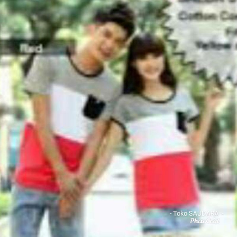 Kaos couple tricolor (kombinasi 3 warna)