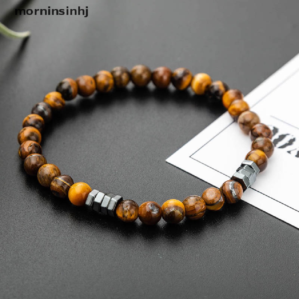 Gelang Tangan Manik-Manik Batu Mata Harimau Natural Untuk Pria