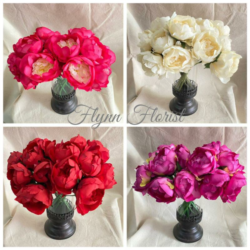 Bunga Peony Paris (per ikat) Bunga Artificial / Bunga Plastik / Bunga Dekorasi / Pernikahan