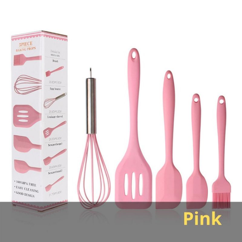 Silikon Spatula Silicone Sodet Alat Masak Set 5pcs Spatula Steak Clip Set-2