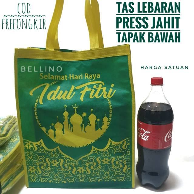 1Pcs Tas Lebaran Idul Fitri Tebal Tapak Bawah Full Jahit Size 30x40x15  Rekat / Goodie Bag Lebaran