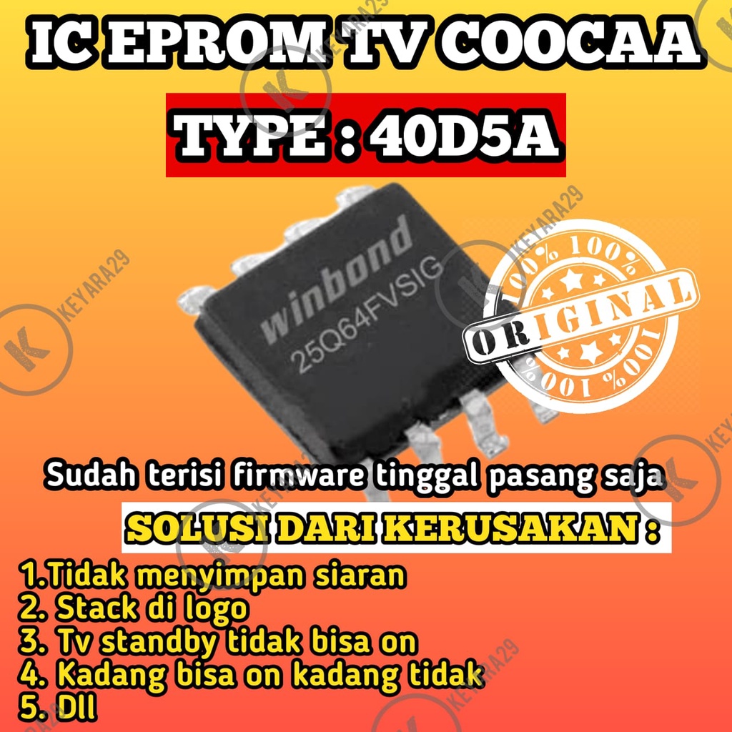 ic eprom tv LED COOCAA 40D5A siap pakai