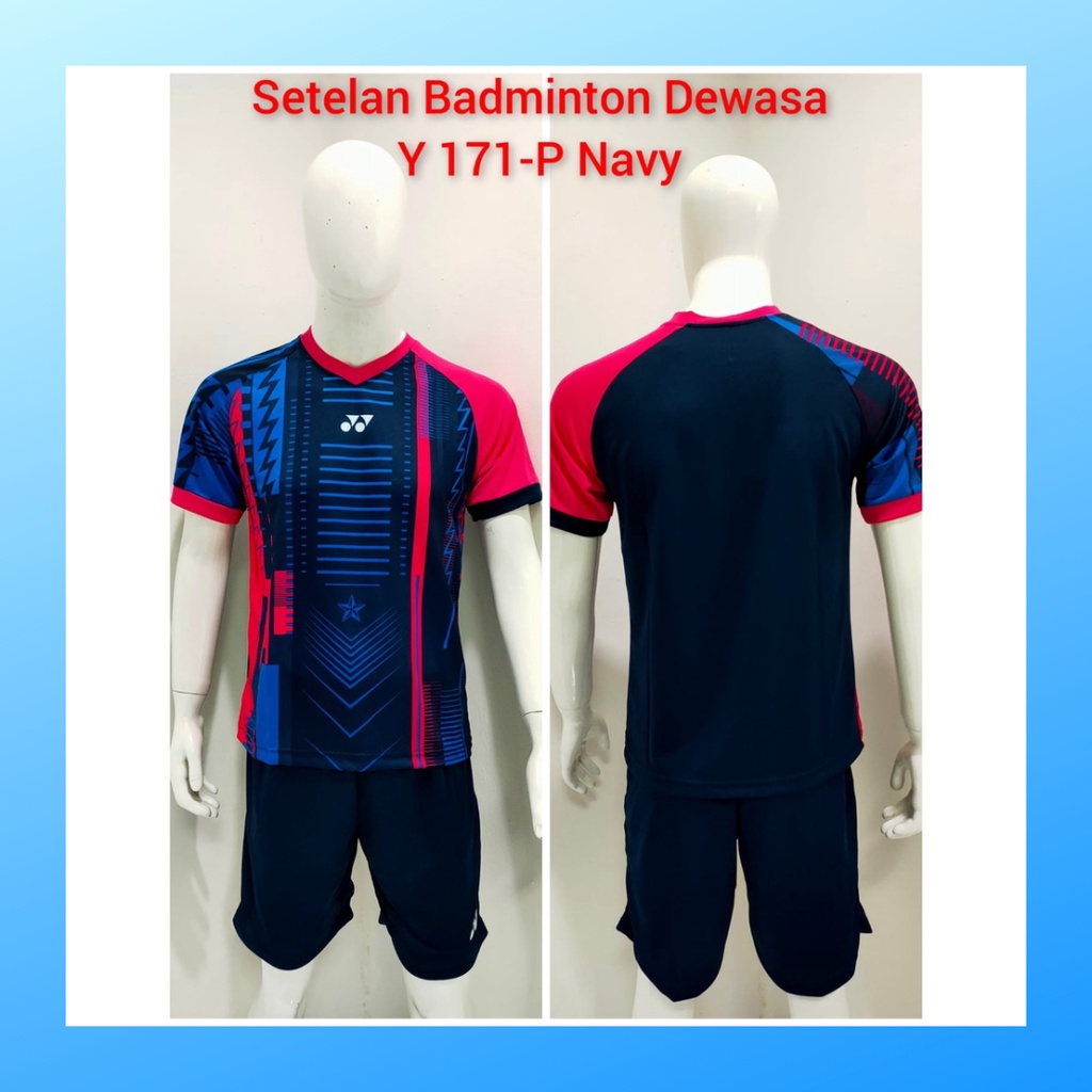 Kaos bulutangkis pria baju badminton dan celana jersey setelan wanita dewasa t-shirt outfit seragam jarsey kostum olahraga pakaian apparel sport jersy bulu tangkis casual jersi sudirman thomas uber cup print suit Y171 navy polos