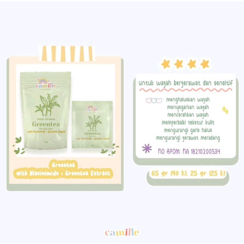 LANGSUNG KIRIM ✓|| CAMILLE BEAUTE BPOM - Free Gift-Greentea