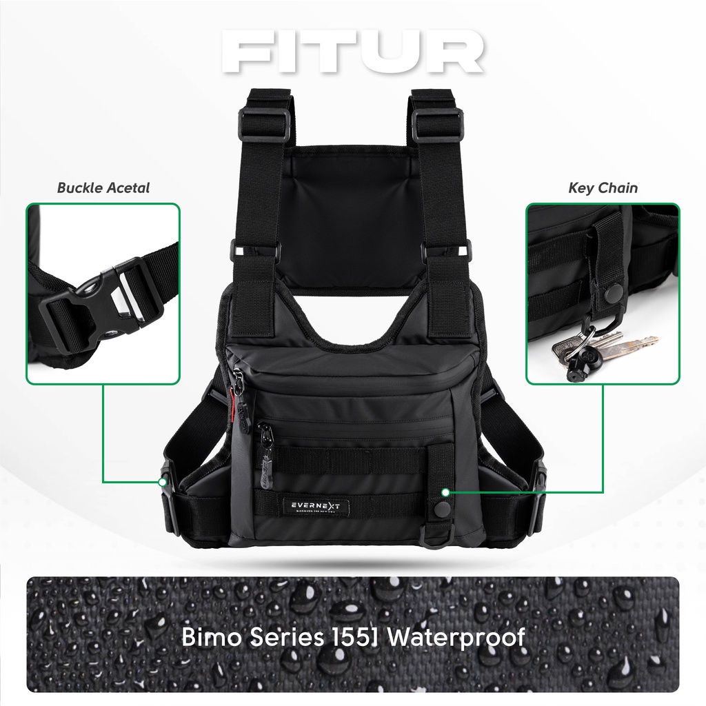 Tas Chest Bag Pria Tactical Dada Waterproof Tas Rompi Taktikal Tactikal Pelindung Dada Outdoor Motor Riding Pria Anti Air Waterproof