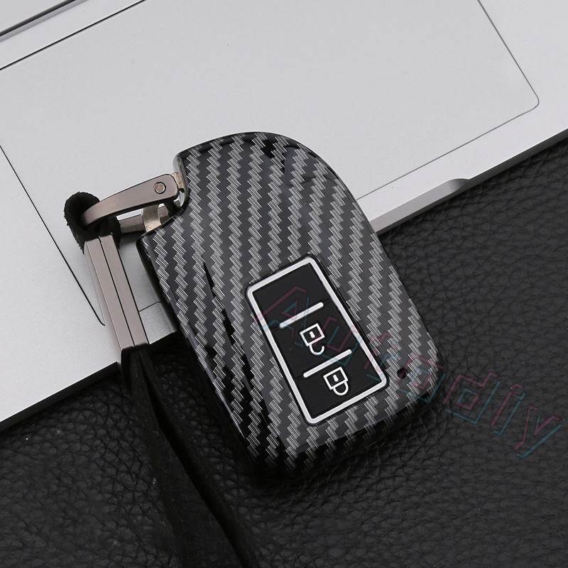 Carbon fiber Silicone Car Key Case For Toyota Prado Vios Yaris Previa 2/3 Buttons XP150 Car Key Cover Smart Remote Fob Shell Protector Bag