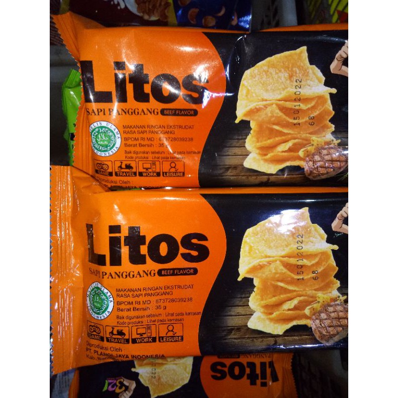 

makanan ringan litos Snack litos rasa sapi panggang dan rumput laut