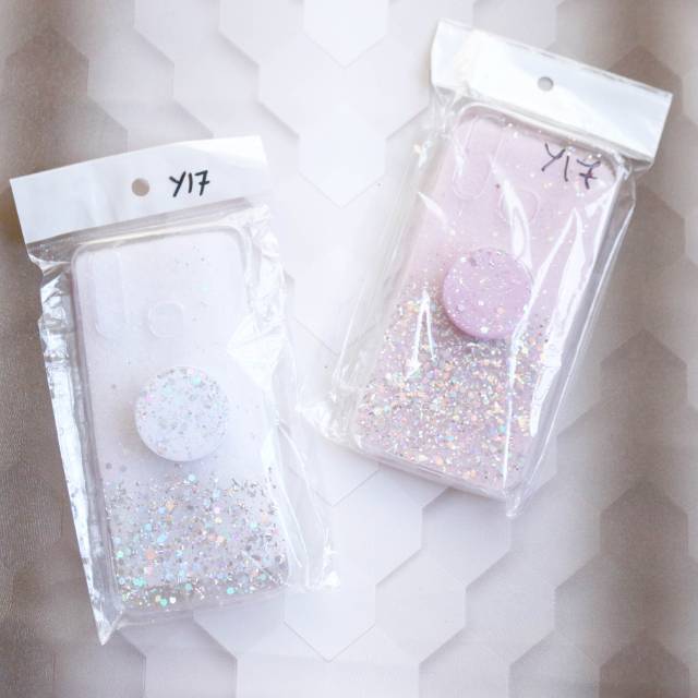 YKCS 0299 VIVO Y12 Y15 Y17 vivo Y19 Y20 Y12s soft case pop socket jelly casing HP glitter clear