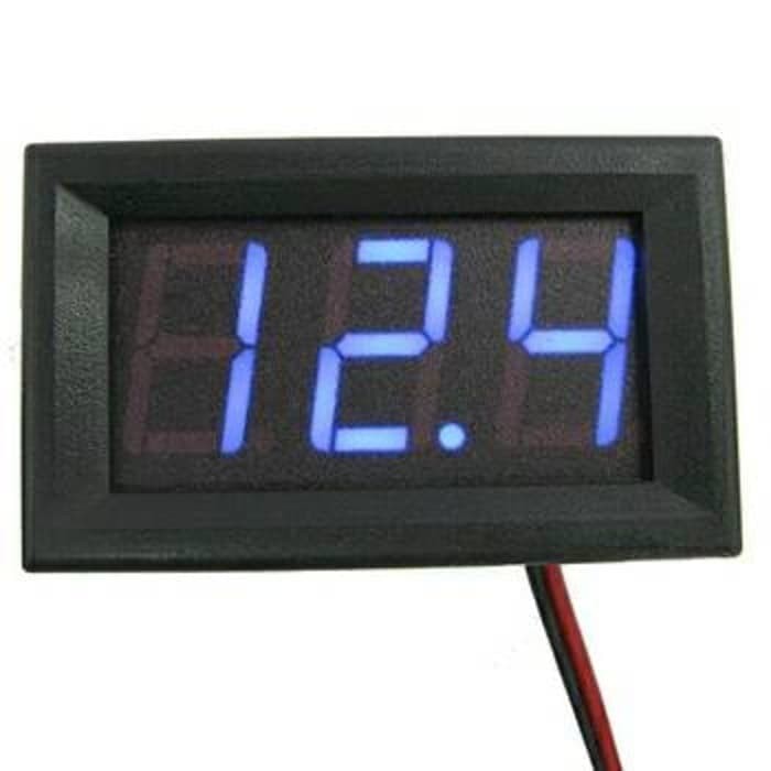 Digital Voltmeter Mini Biru Dengan Frame V DC 2 kabel