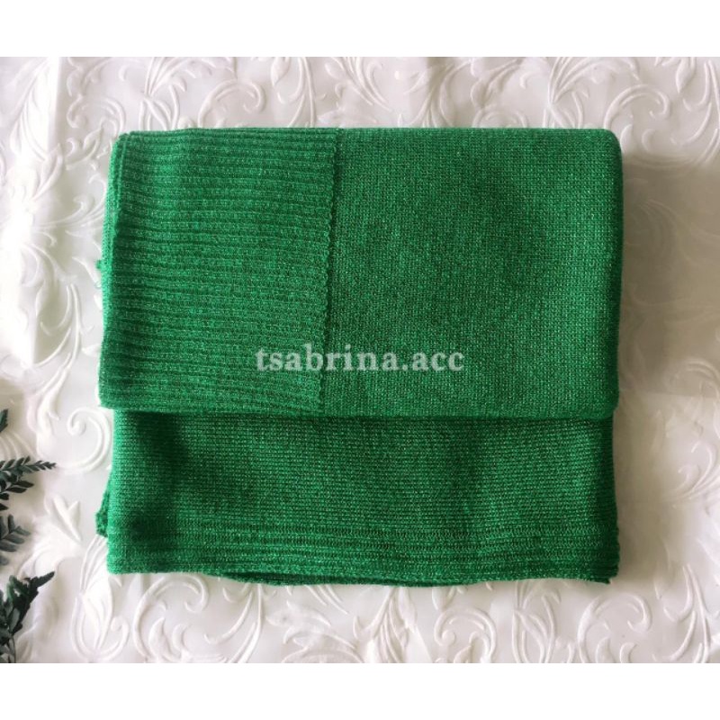 pasmina gliter rajut premium | kerudung pashmina pengantin-Hijau daun