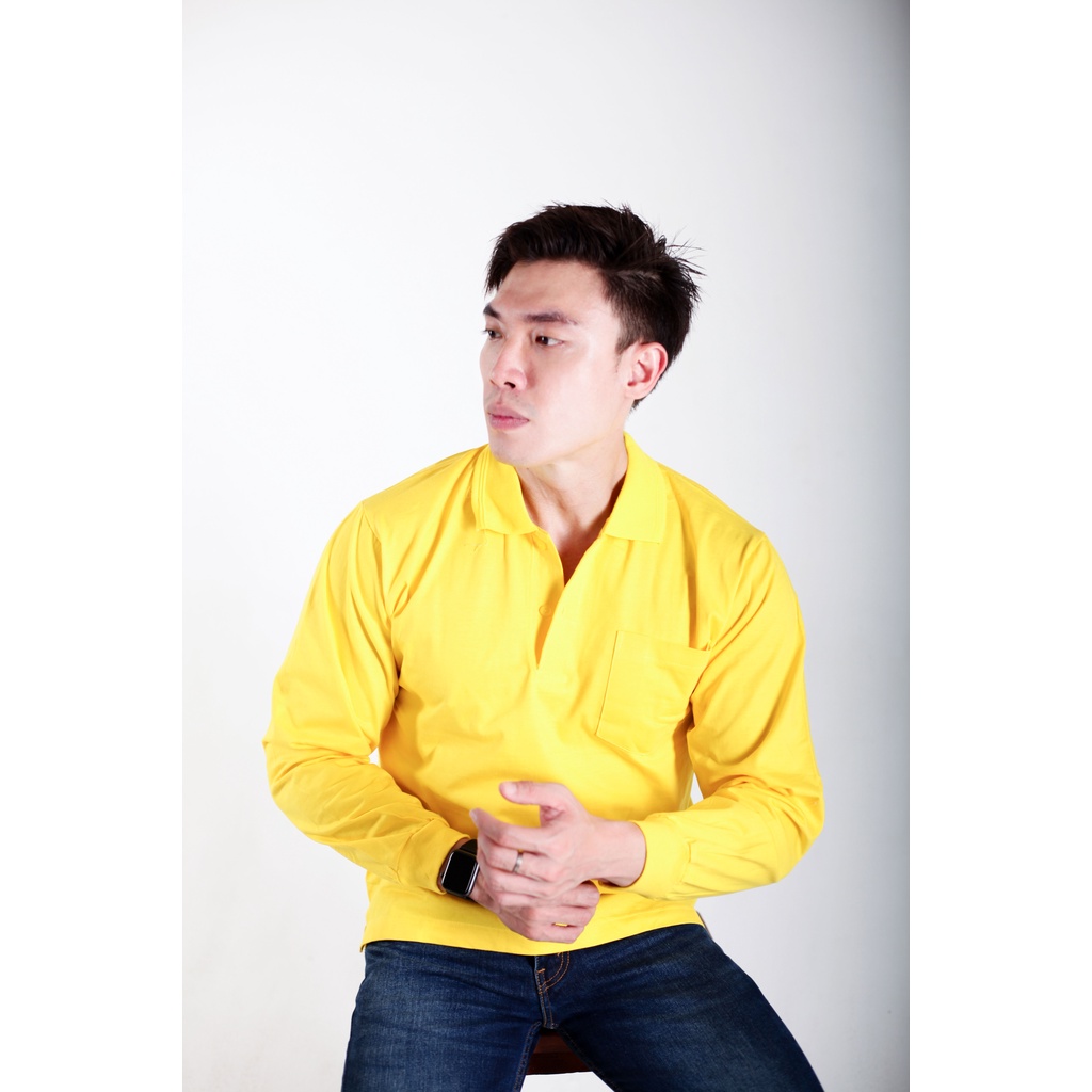 HAMANN Kaos Polo Lengan Panjang Combed 24s Kuning Kenari