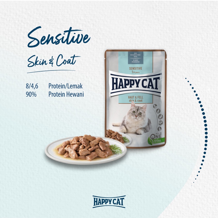 Happy Cat Makanan Basah Kucing Sensitive Skin &amp; Coat | Pouch