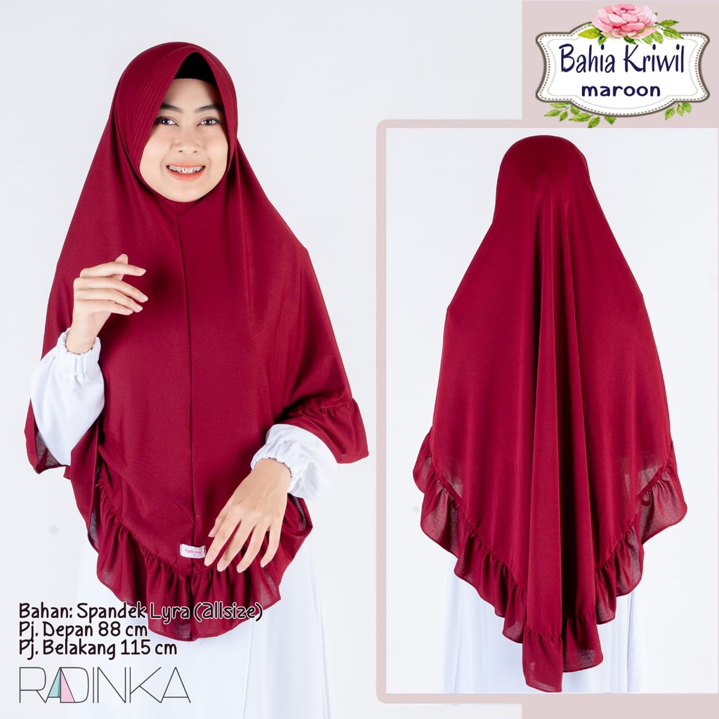 Jilbab Terbaru Wanita Bahia Kriwil by Radinka (Maroon)