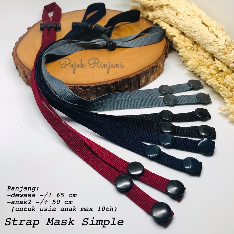 Strap masker simple tali kalung masker konektor hijab sederhana dengan snap button kancing jepret