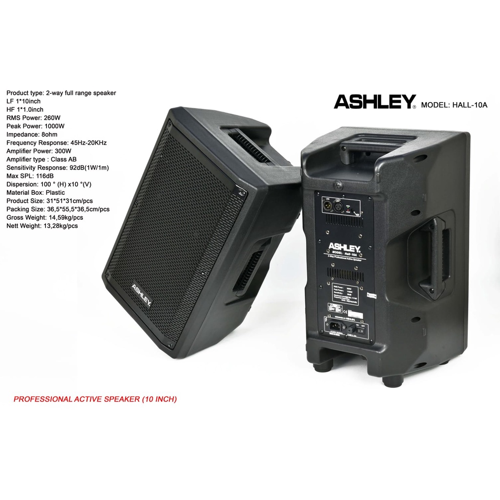 SPEAKER AKTIF VOCAL ASHLEY HALL 10A / HALL10A ORIGINAL - Hitam & Putih