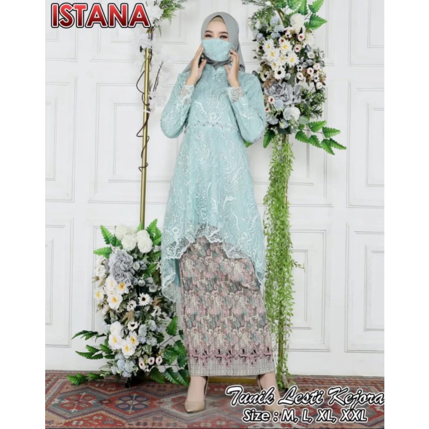 Setelan Tunik Lesty Kejora Terbaru 2022//Setela Tunik tille Mutiara Premium/Baju Kebaya Termurah/Baju Kebaya Tile Full Payet/baju kurung/pakaian wanita Termurah/seragam Pesta Kekinian/pakaian tradisional/set baju kebaya termurah