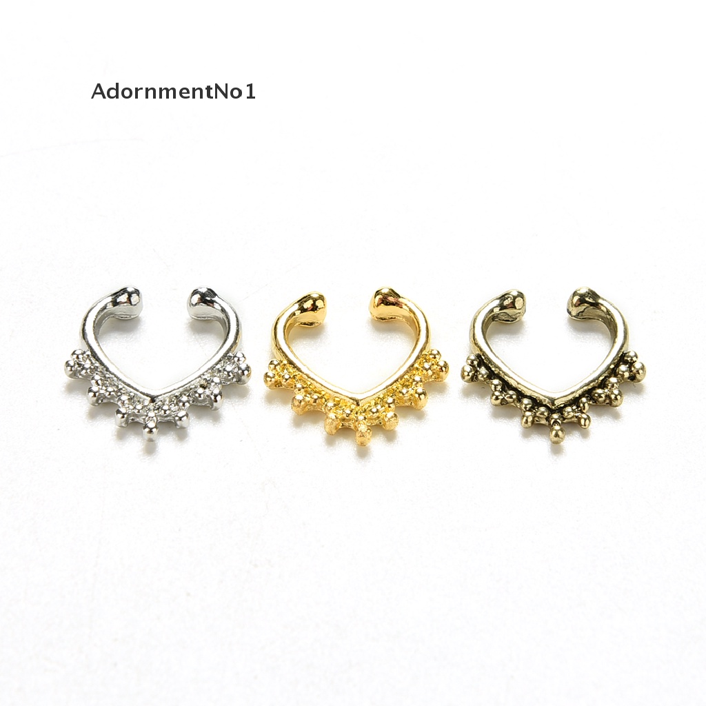 (AdornmentNo1) 1pc Cincin Tindik Hidung Palsu Bahan Stainless Steel Untuk Wanita