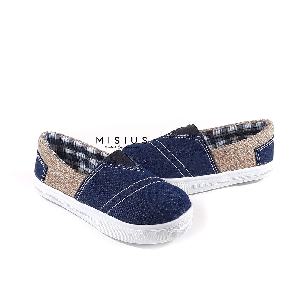 Misius - FUJIO Sepatu Anak Model Slip On Sole Karet Bahan Kanvas/Denim