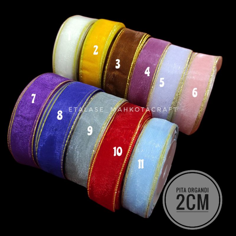 

1 meter Pita organdi list emas / pita kado