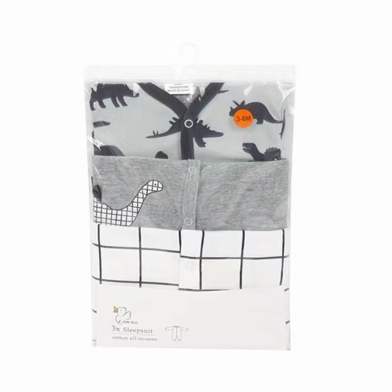 BABY K2 - Baby Sleepsuit Littleduck Isi 3 Pcs Motif Dino Abu