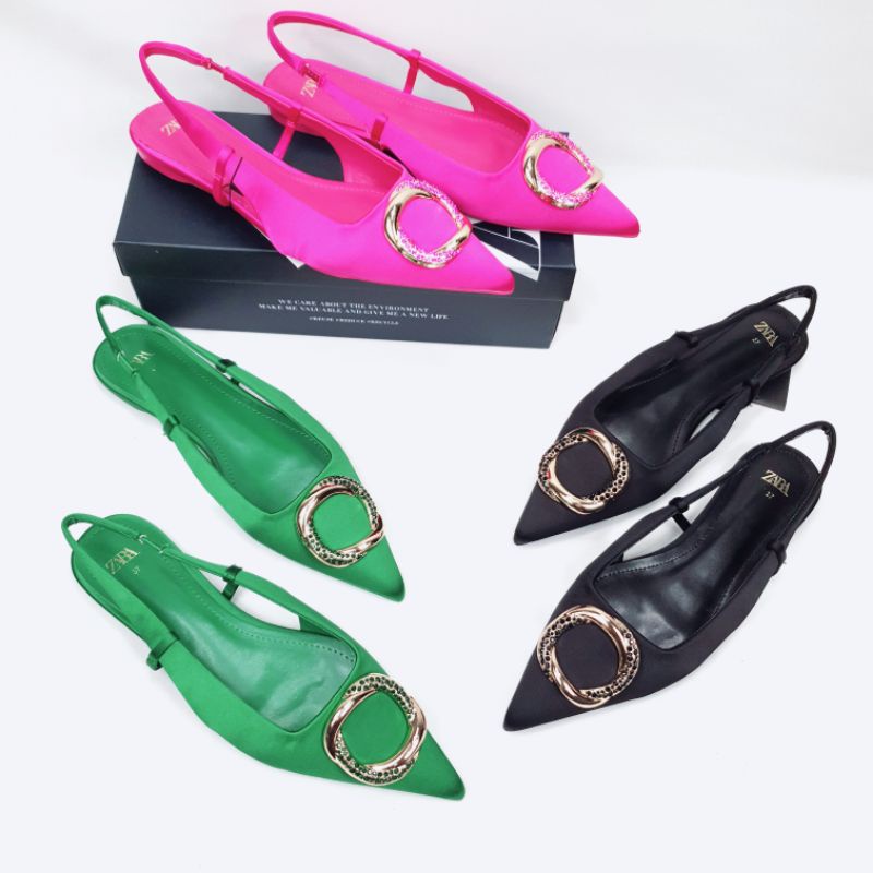 ZR Flat Slingback Satin Mules 2359