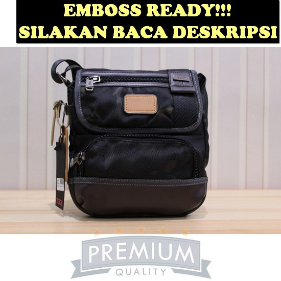 Tas Sling Bag TUMI Barstow Crossbody Premium Black Army ~ FREE EMBOSS