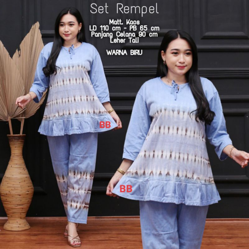 SETELAN KAOS JUMBO PIYAMA BAJU TIDUR ONE SET TIEDYE BALI KEKINIAN