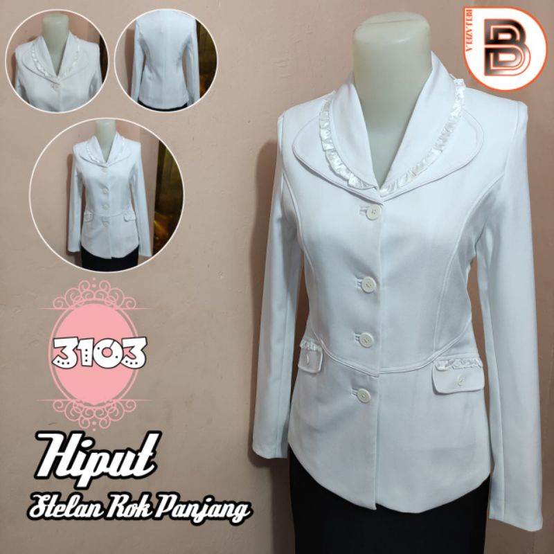 blazer putih wanita seragam hitam putih blazer kode bz