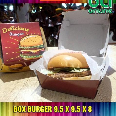

Kotak Burger 9.5x9.5x8 isi 50 pcs / Dus Burger / Box Burger / Kemasan Burger /Packaging Burger