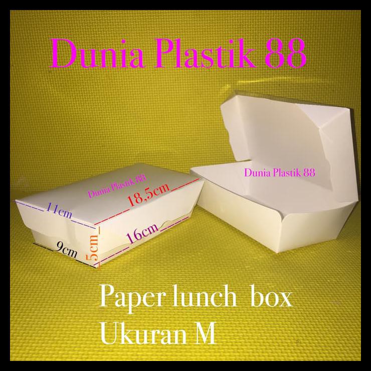 

Grosir isi 50pcs paper lunch BOX kotak dus makanan nasi KERTAS uk M take away QR0388