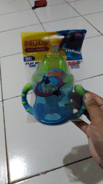 Bosu171 Botol Sedotan Nuby Grip Flip N Sip Twin Handlecup 240ml Straw 10254 Weight Straw