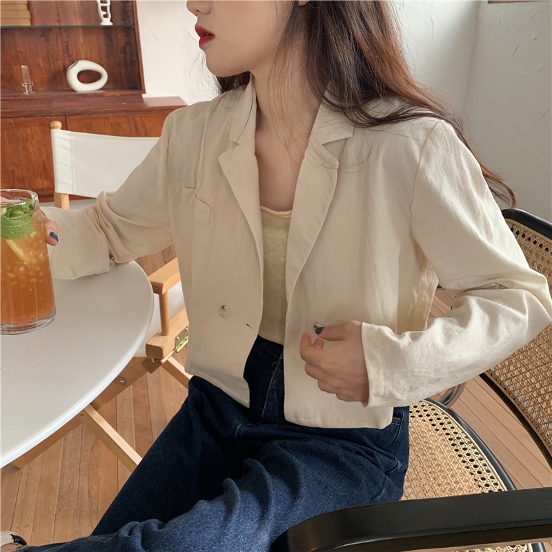Xiaozhainv Fashion gaya korea Warna solid Pendek Lengan  