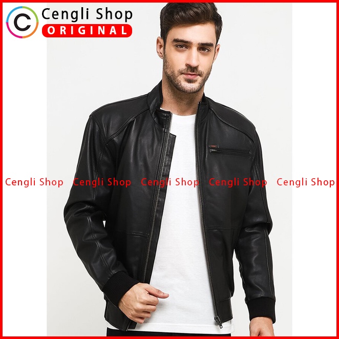 JAKET CASUAL PRIA CARDINAL ORIGINAL KULIT ASLI TERBARU HITAM CA06