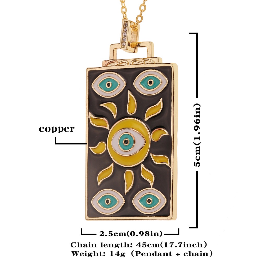 Eropa dan Amerika perhiasan persegi panjang drop minyak liontin Sun Devil Mata kalung