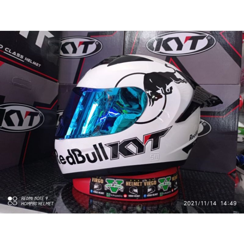 KYT HELM R10 SOLID-WHITE PAKET GANTENG LENGKAP
