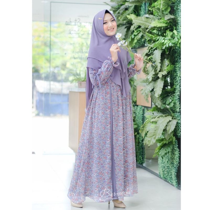Gamis Alana ORI Bermerks syari / Gamis Bermerks Syar'i Ori / Gamis syari set khimar / Gamis Set syar