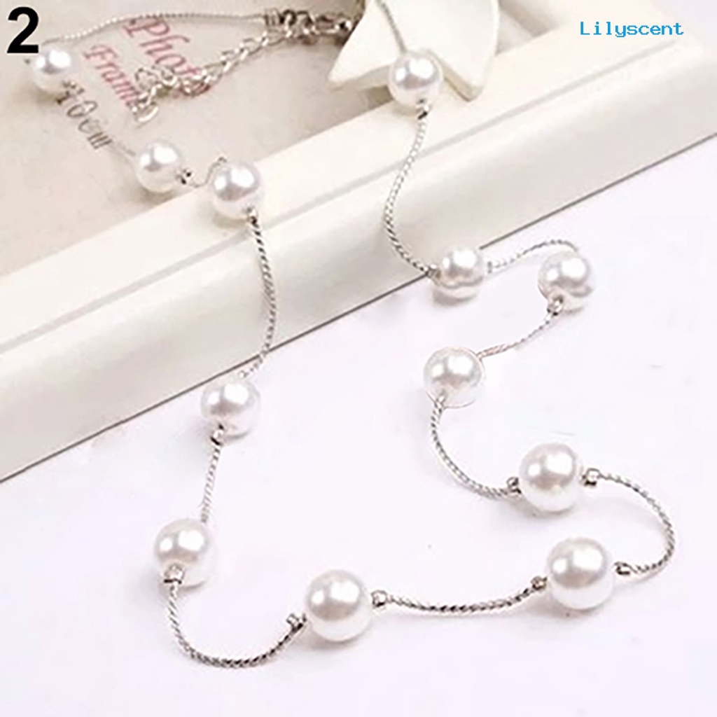 Kalung Rantai Klavikula Mutiara Tiruan Bahan Alloy Adjustable Untuk Wanita