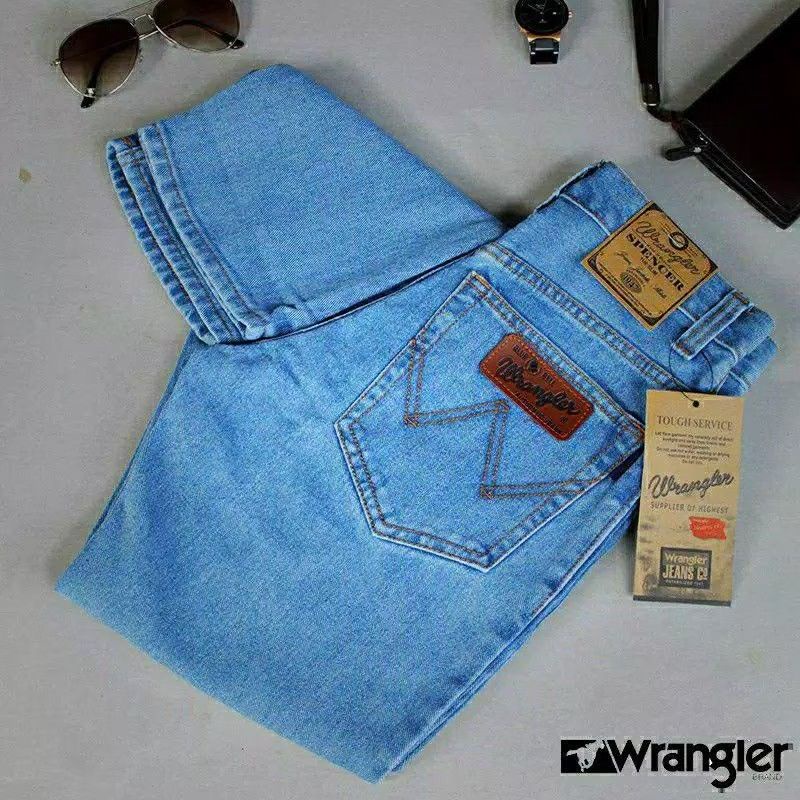 Celana Jeans Reguler Standar Original Wr3n9l3r warna biru muda hitam abu navy coklat biowash 28-38