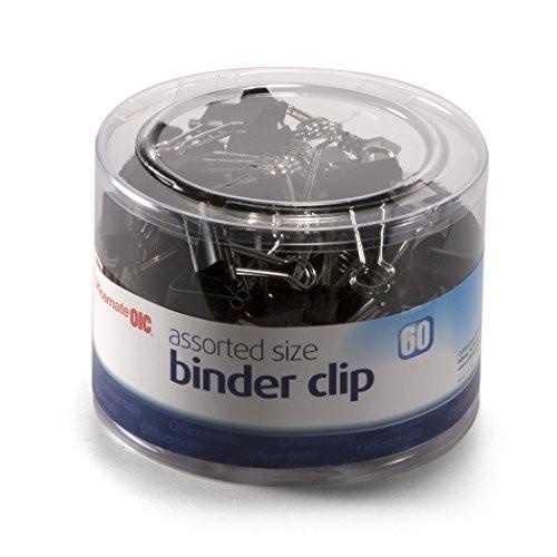 

Klip | Officemate Assorted Size, 50 Small/10 Medium, Binder Clips, Black, 60