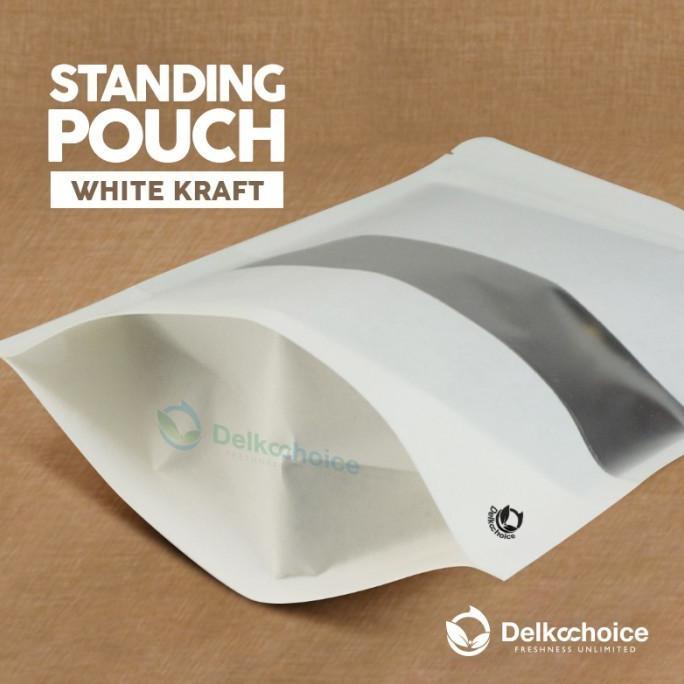 STANDING POUCH ZIPLOCK WINDOW WHITE KRAFT PREMIUM DELKOCHOICE
