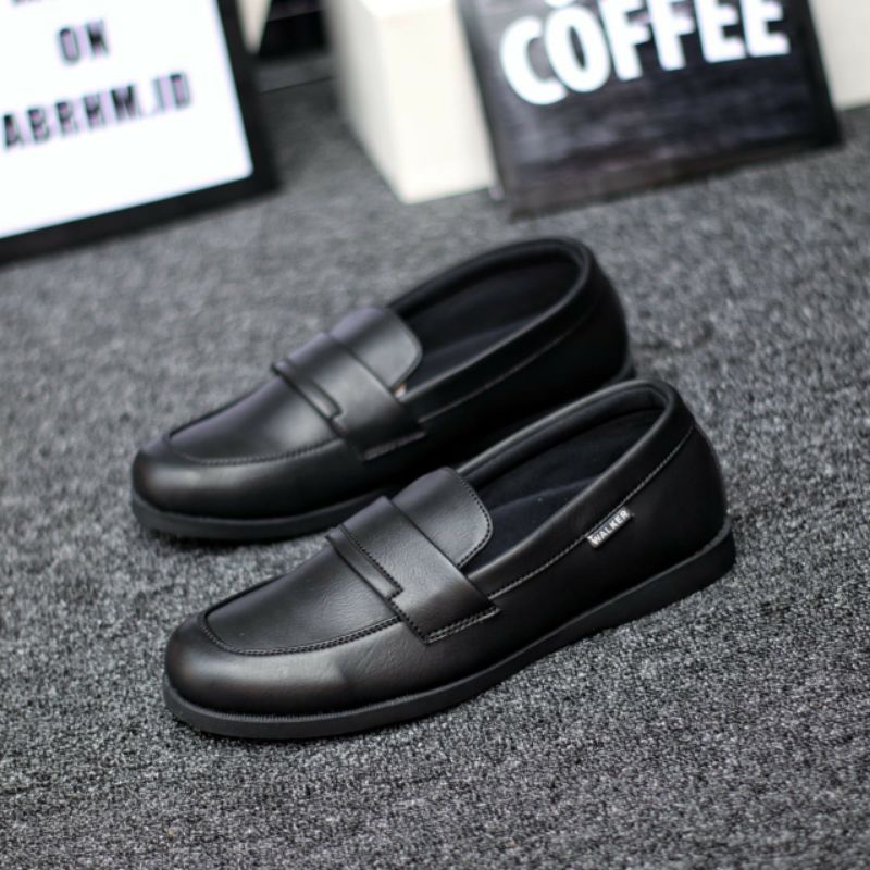 bungkusuku kevin - Sepatu Pantofel Pria Hitam Kerja Formal Kantoran Kulit PU