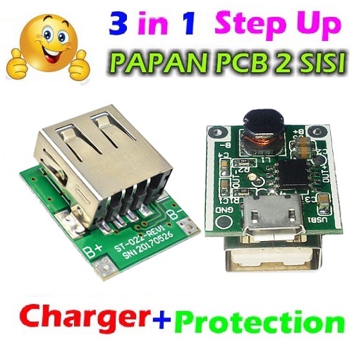 Kit 3-in-1 Modul Powerbank Multi Charger + Step Up + Protection Module Power Bank 5v 1A Cas BB-64