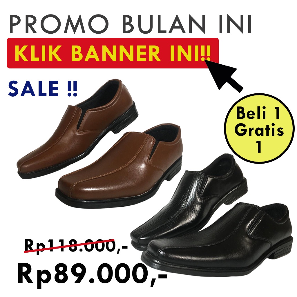 Sale!! Sale!! Sepatu Kerja Kantoran Formal Cowok Bahan Synthetic Leather / Sepatu Kerja Pria Simpel Warna Hitam Murah dan Elegan