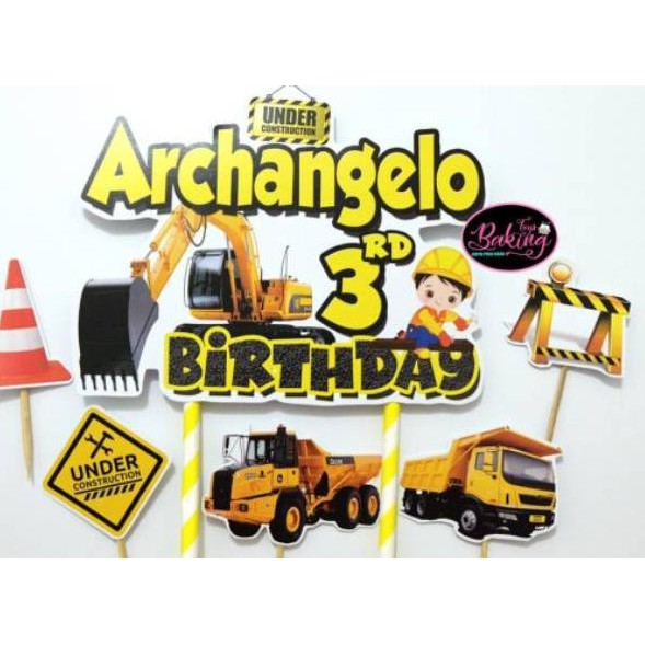 Sudah READY.. Topper Cake Birthday Construction Truck / Truk