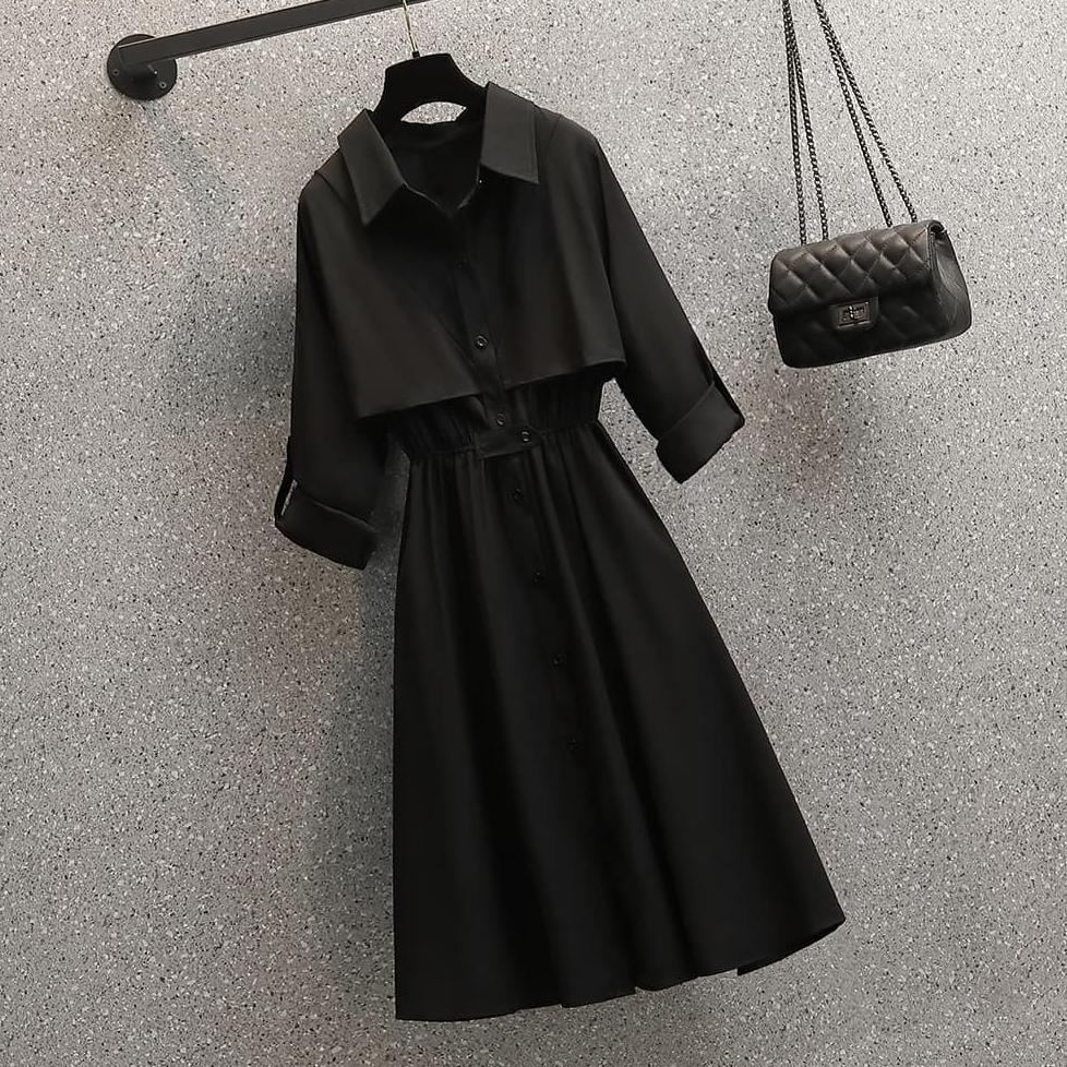 Vallina Elegant Lapel Long Tunik Atasan Baju Muslim Wanita Korean Style