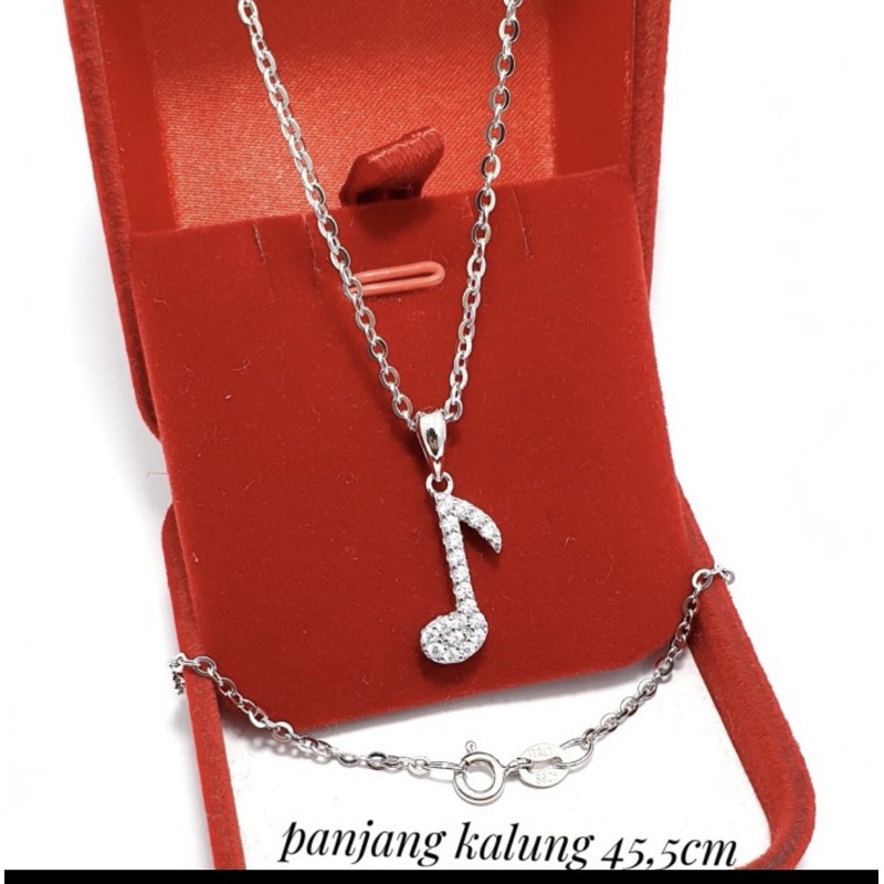 Kalung liontin not nada kalung liontin nada not musik kalung perak 925 lapis emas putih