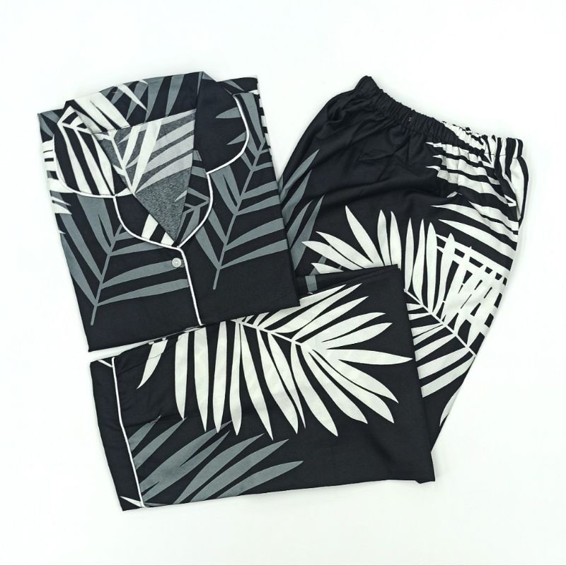 Baju Tidur Wanita / Piyama Wanita Tie Dye Set Motif Kekinian-Palma Black