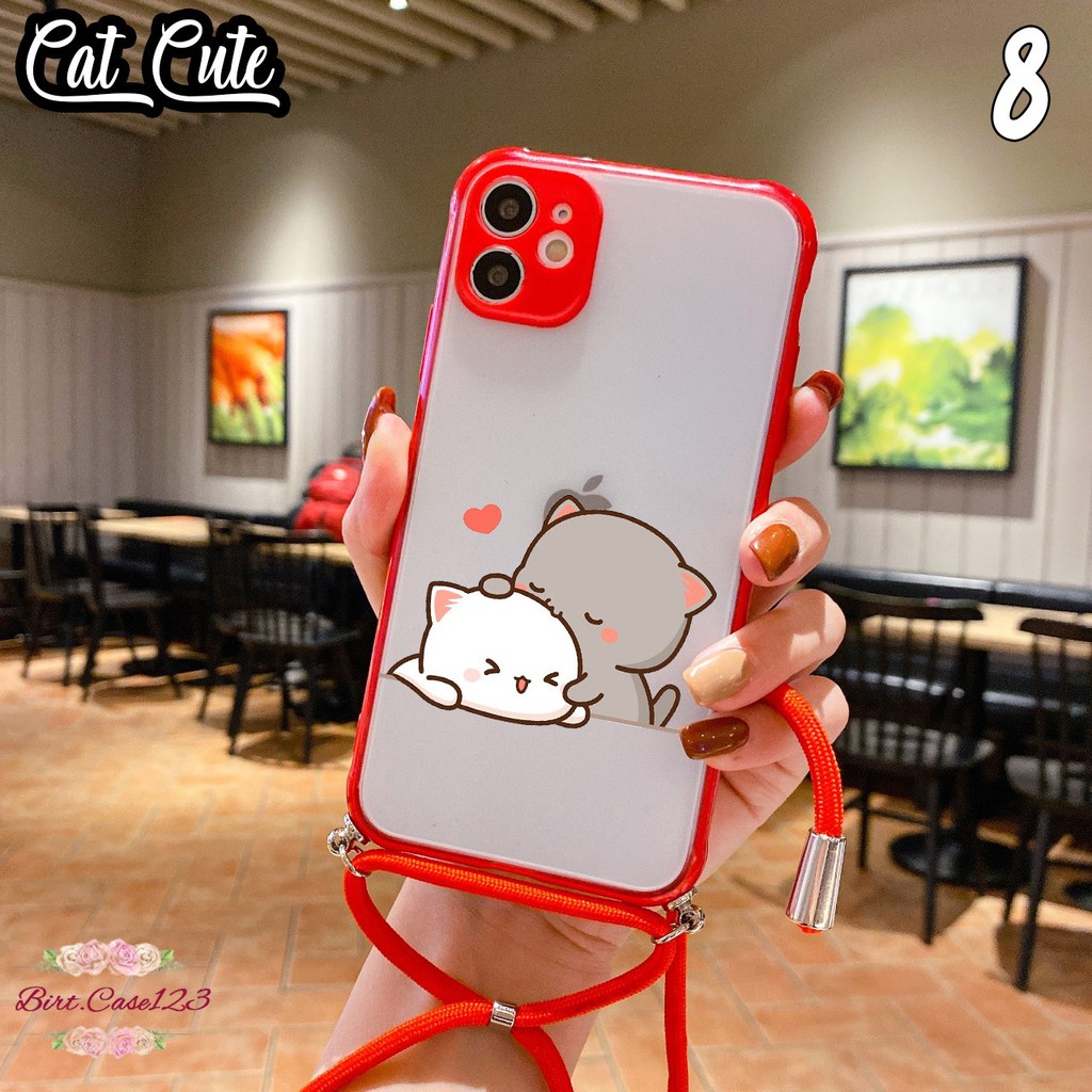 Softcase Slingcase Lanyard Choice CAT CUTE Iphone 11 12 Mini Pro Max BC3623