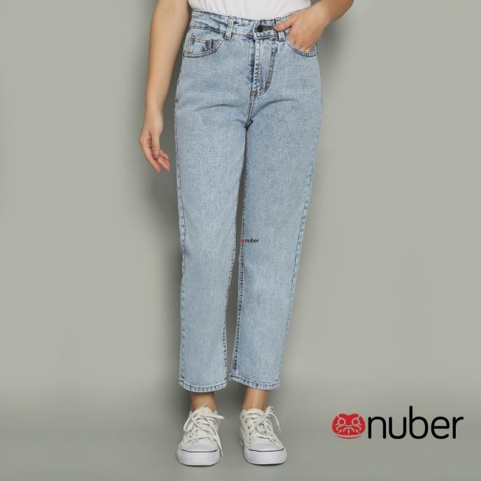 Nuber Celana Panjang Wanita Jeans Boyfriend Snow Putih - Fireweed